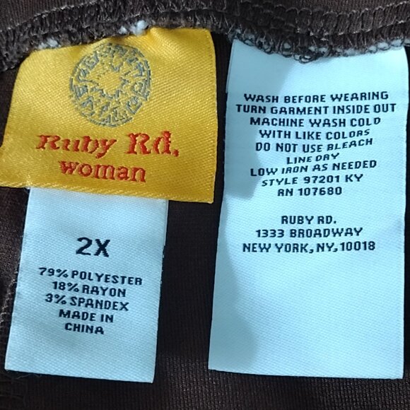 Ruby Rd: Brown Pants, Size 2X, (NWT) - Picture 4 of 6
